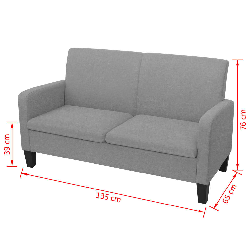 Καναπές Διθέσιος Ανοιχτό Γκρι 135 x 65 x 76 εκ. - PAKOBAZAAR