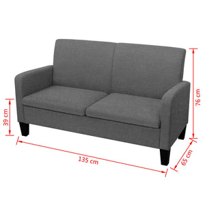 Καναπές Διθέσιος Σκούρο Γκρι 135 x 65 x 76 εκ. - PAKOBAZAAR