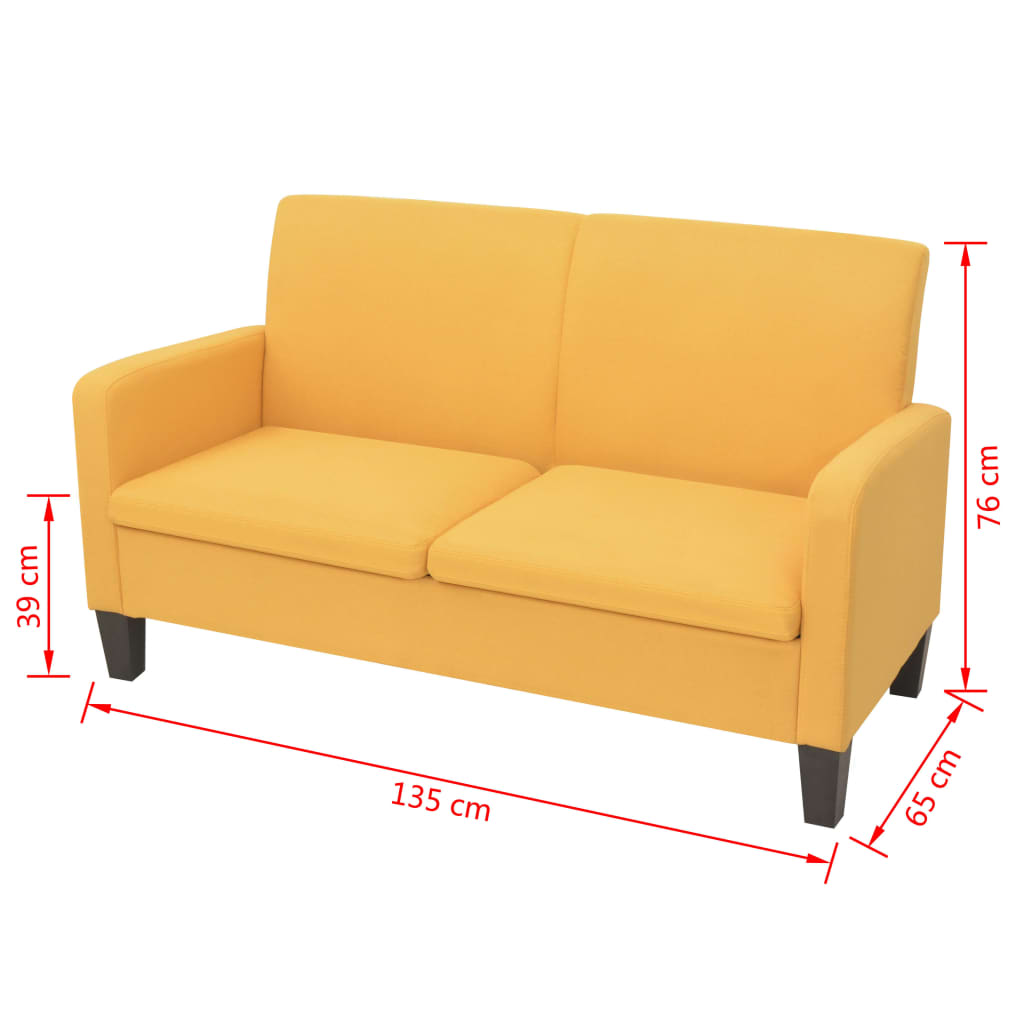 Καναπές Διθέσιος Κίτρινος 135 x 65 x 76 εκ. - PAKOBAZAAR