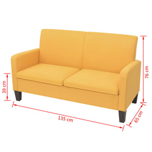 Καναπές Διθέσιος Κίτρινος 135 x 65 x 76 εκ. - PAKOBAZAAR