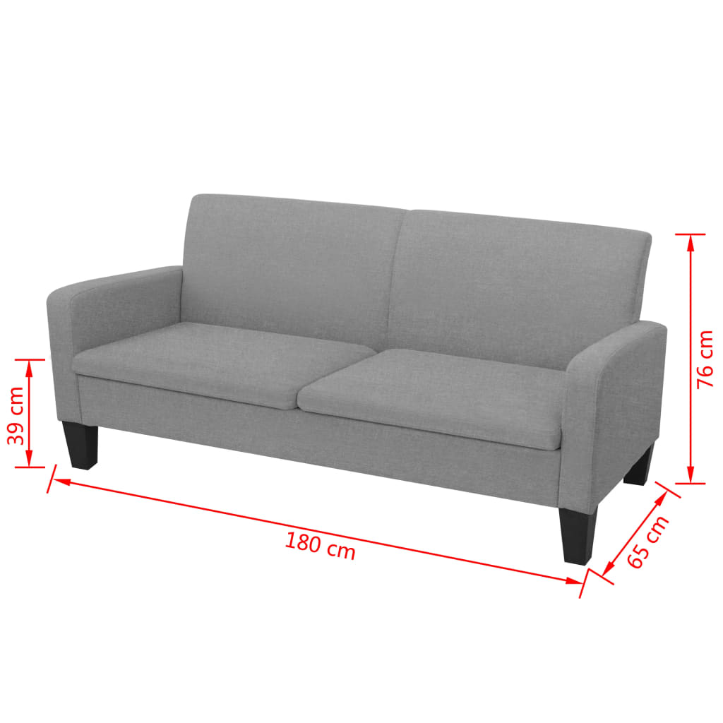 Καναπές Τριθέσιος Ανοιχτό Γκρι 180 x 65 x 76 εκ. - PAKOBAZAAR