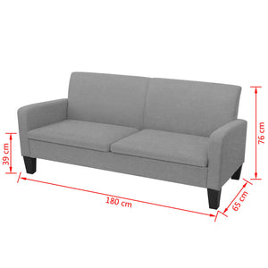 Καναπές Τριθέσιος Ανοιχτό Γκρι 180 x 65 x 76 εκ. - PAKOBAZAAR
