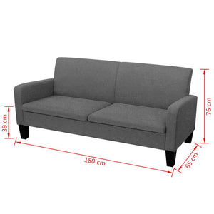 Καναπές Τριθέσιος Σκούρο Γκρι 180 x 65 x 76 εκ.