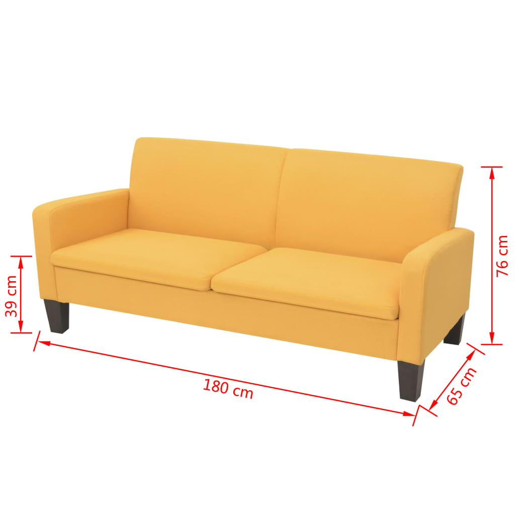 Καναπές Τριθέσιος Κίτρινος 180 x 65 x 76 εκ. - PAKOBAZAAR