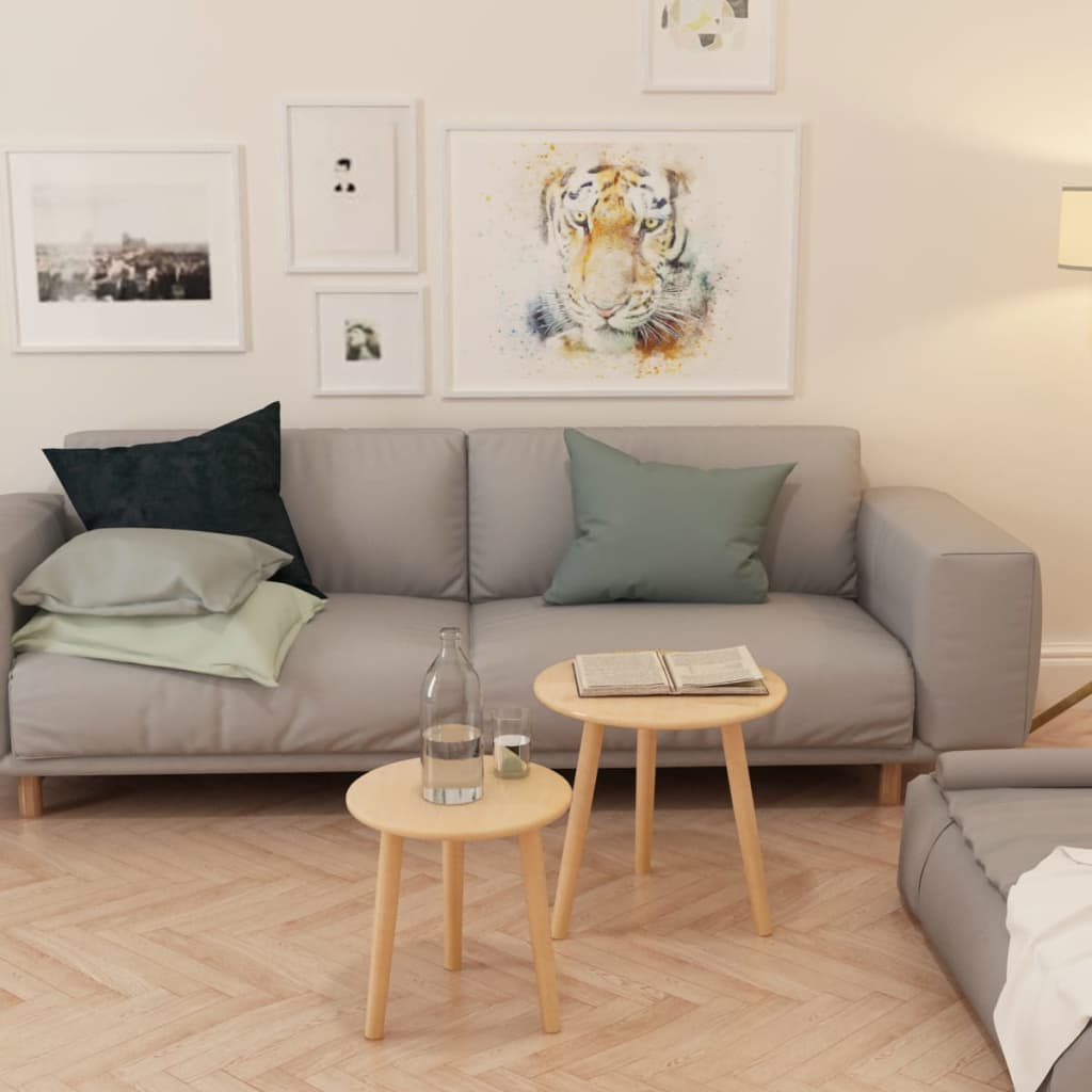 Σετ Βοηθητικά Τραπέζια 2 τεμ. Καφέ από Μασίφ Ξύλο Πεύκου