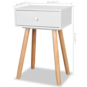 Κομοδίνα 2 τεμ. Λευκά 40 x 30 x 61 εκ. από Μασίφ Ξύλο Πεύκου - PAKOBAZAAR