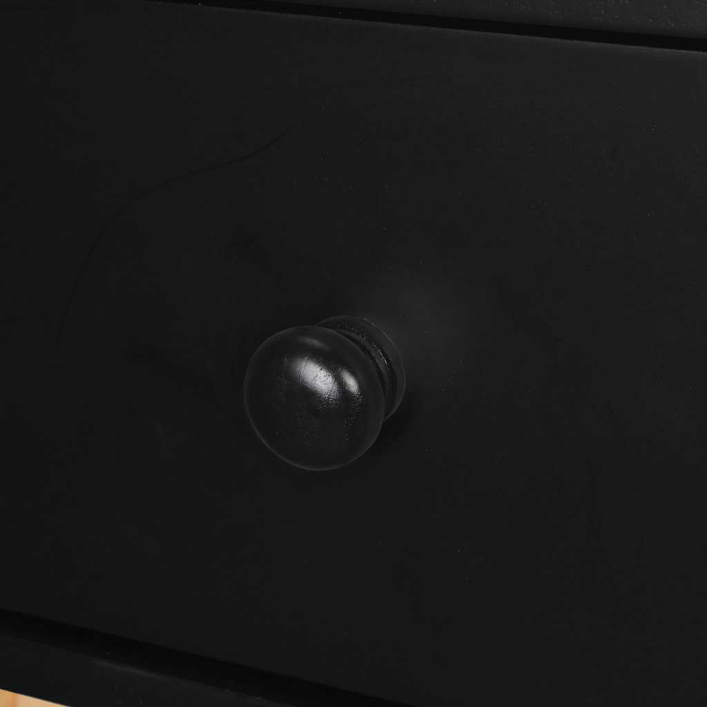 Κομοδίνα 2 τεμ. Μαύρα 40 x 30 x 61 εκ. από Μασίφ Ξύλο Πεύκου - PAKOBAZAAR
