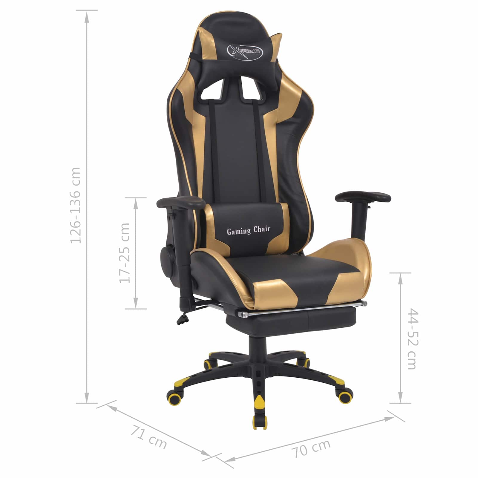 Καρέκλα Gaming Χρυσό 70 x 71 x 136 εκ. Δερματίνη - Pakobazaar