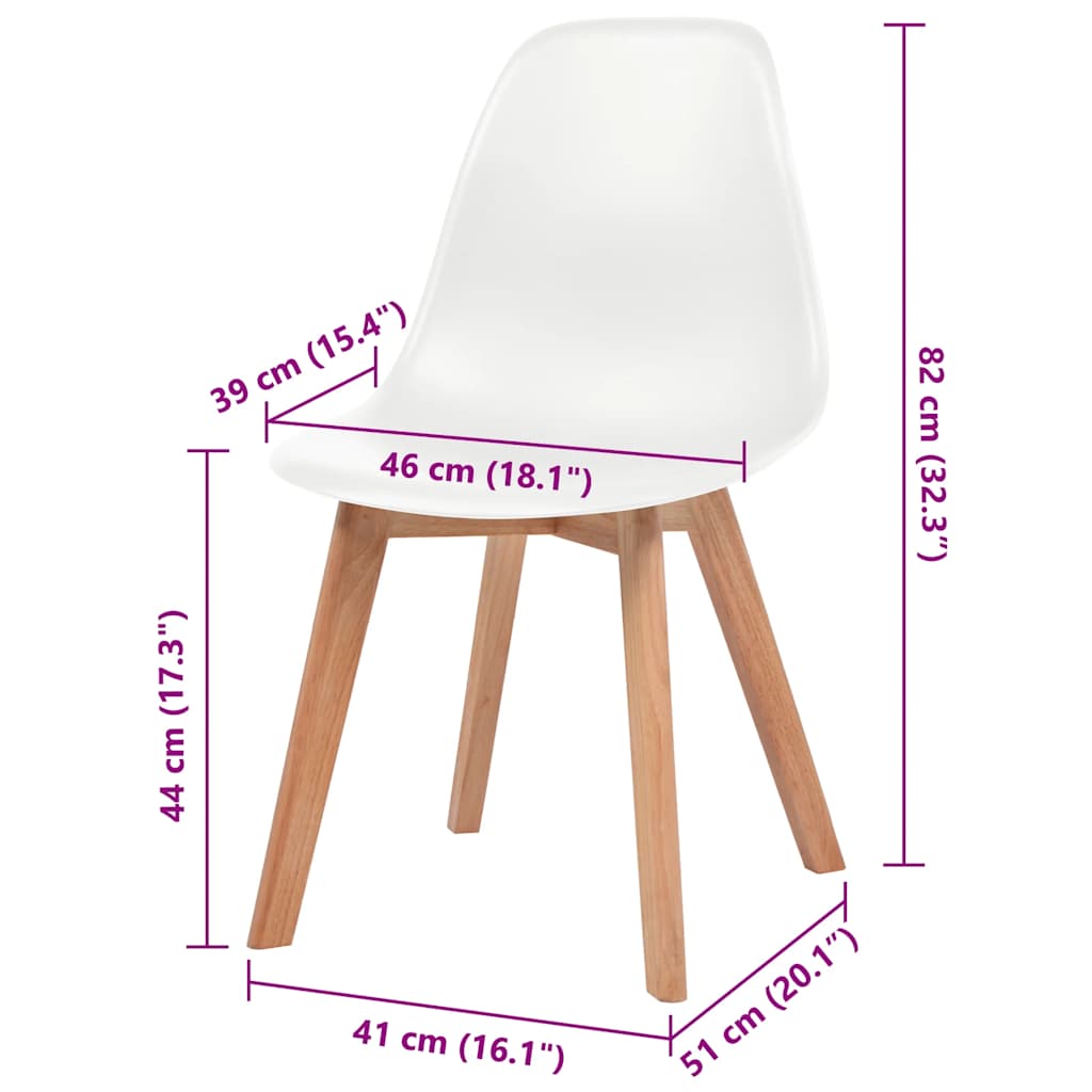 Καρέκλες Τραπεζαρίας 6 τεμ. Λευκές Πλαστικές - PAKOBAZAAR