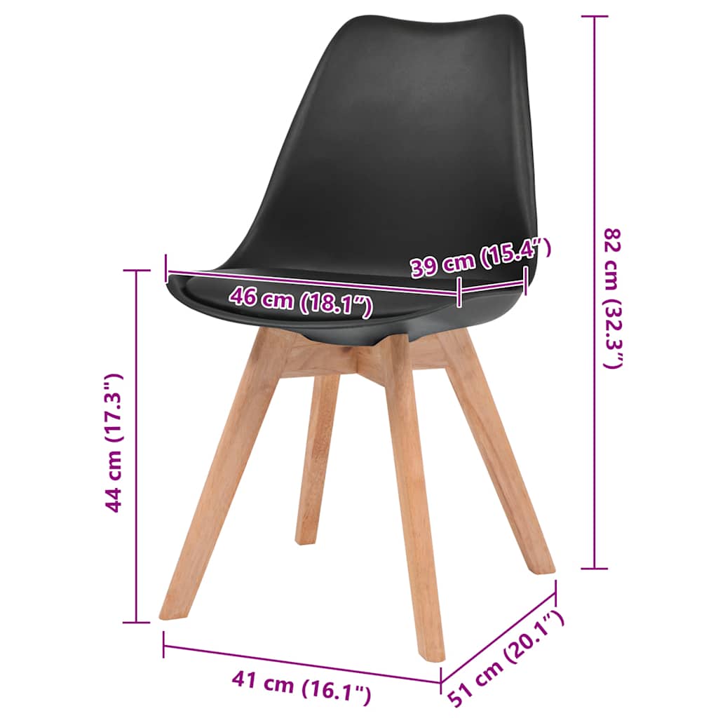 Καρέκλες Τραπεζαρίας 4 τεμ. Μαύρες Πλαστικές - PAKOBAZAAR