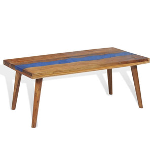 Τραπεζάκι Σαλονιού 100 x 50 x 40 εκ. από Ξύλο Teak και Ρητίνη - PAKOBAZAAR