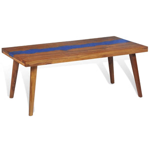 Τραπεζάκι Σαλονιού 100 x 50 x 40 εκ. από Ξύλο Teak και Ρητίνη - PAKOBAZAAR