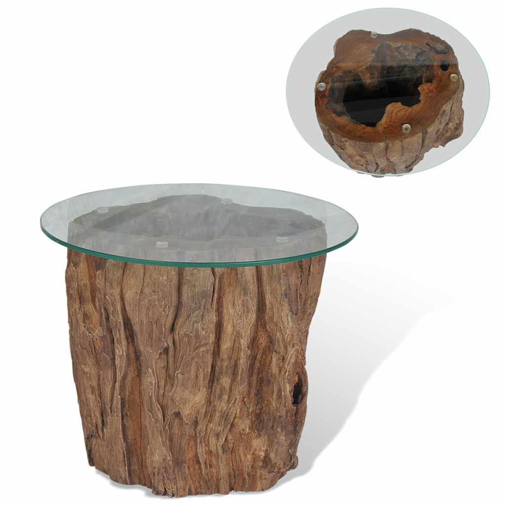 Τραπεζάκι Σαλονιού 50 x 40 εκ. από Ξύλο Teak / Γυαλί - PAKOBAZAAR