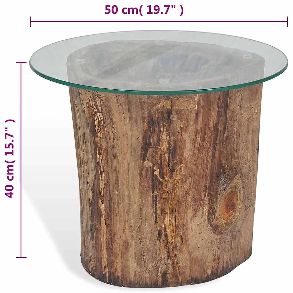 Τραπεζάκι Σαλονιού 50 x 40 εκ. από Ξύλο Teak / Γυαλί - PAKOBAZAAR