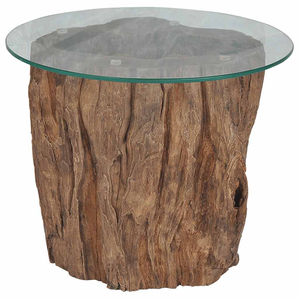 Τραπεζάκι Σαλονιού 50 x 40 εκ. από Ξύλο Teak / Γυαλί - PAKOBAZAAR