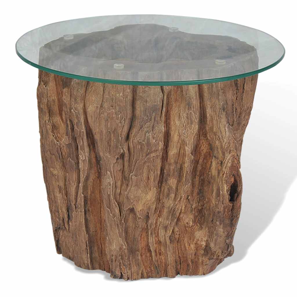 Τραπεζάκι Σαλονιού 50 x 40 εκ. από Ξύλο Teak / Γυαλί - PAKOBAZAAR