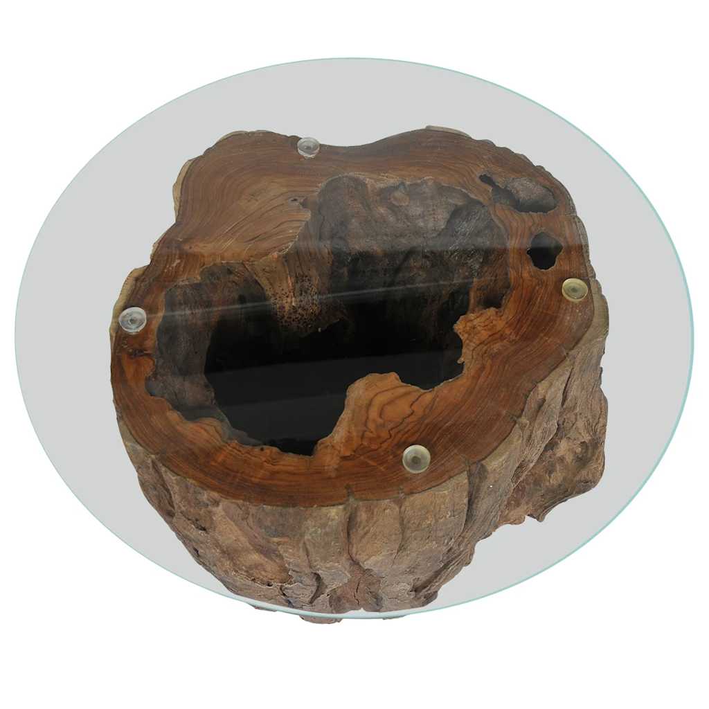 Τραπεζάκι Σαλονιού 50 x 40 εκ. από Ξύλο Teak / Γυαλί - PAKOBAZAAR