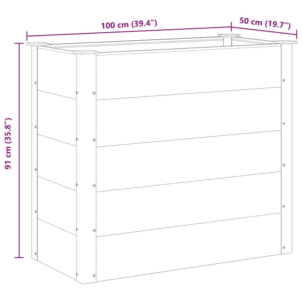 Ζαρντινιέρα Υπερυψωμένη Γκρι 100 x 50 x 91 εκ. από WPC - Pakobazaar