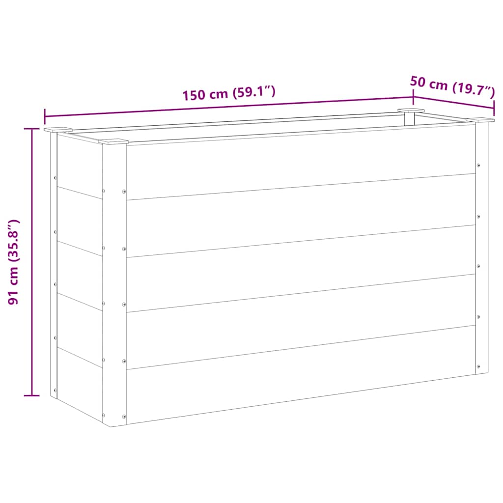 Ζαρντινιέρα Υπερυψωμένη Γκρι 150 x 50 x 91 εκ. από WPC