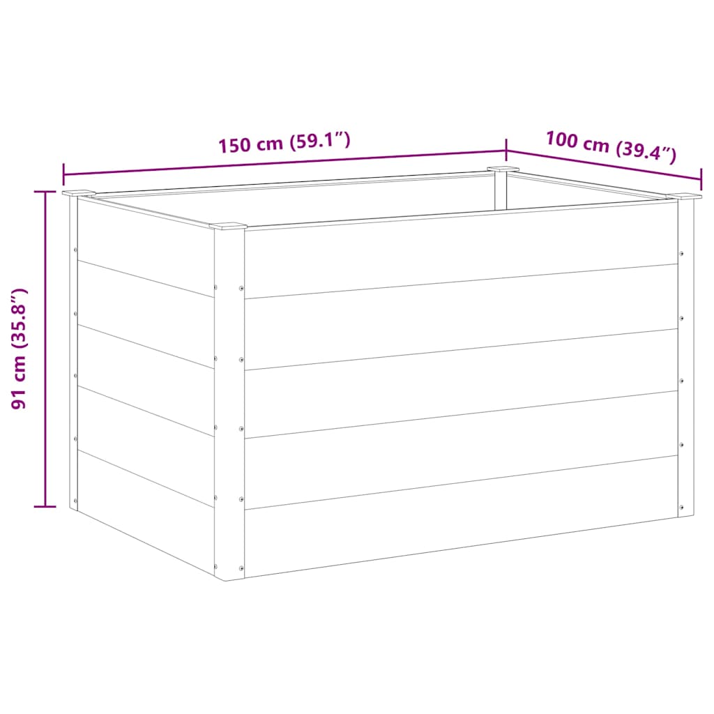 Ζαρντινιέρα Υπερυψωμένη Γκρι 150 x 100 x 91 εκ. από WPC - Pakobazaar
