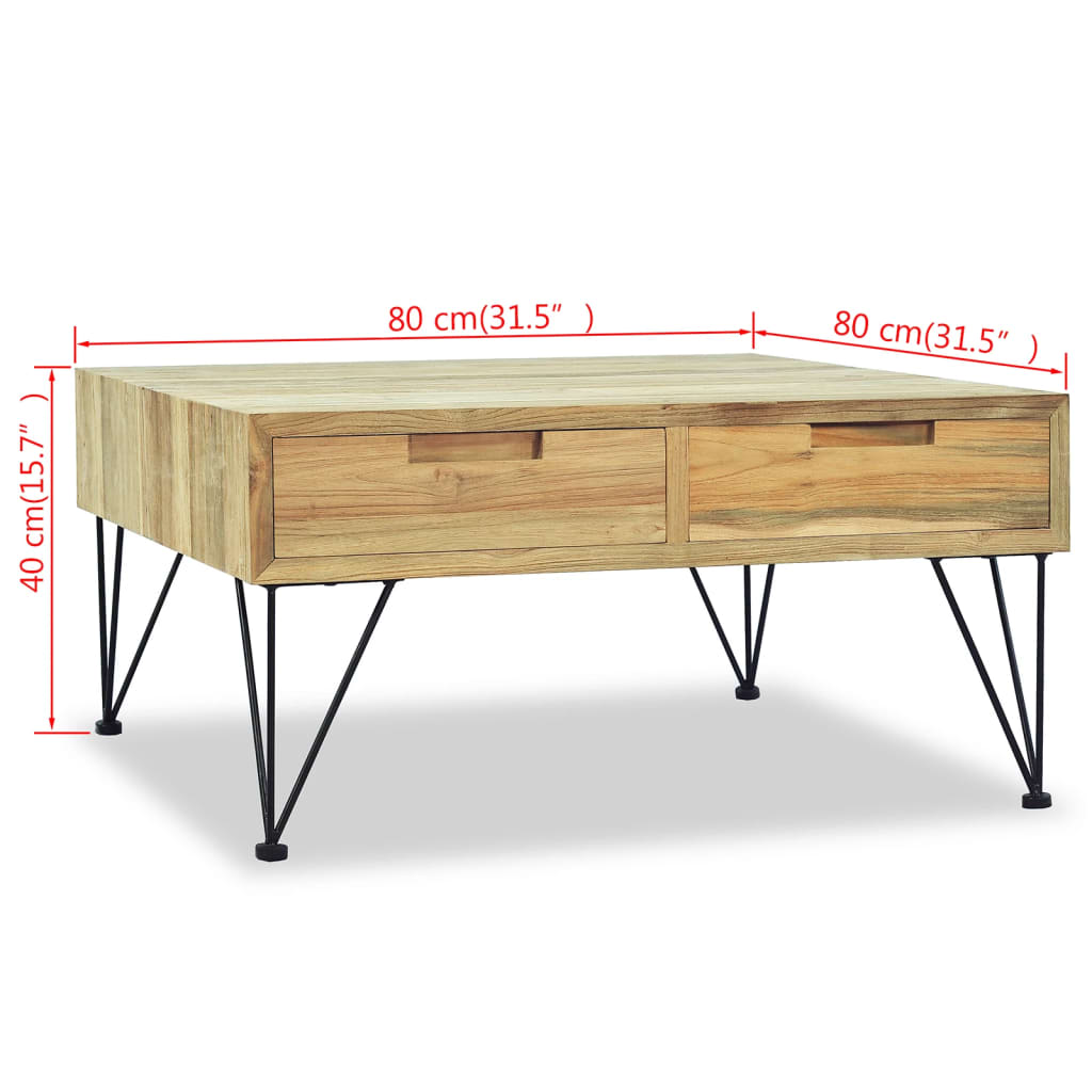 Τραπεζάκι Σαλονιού 80 x 80 x 40 εκ. από Μασίφ Ξύλο Teak - PAKOBAZAAR