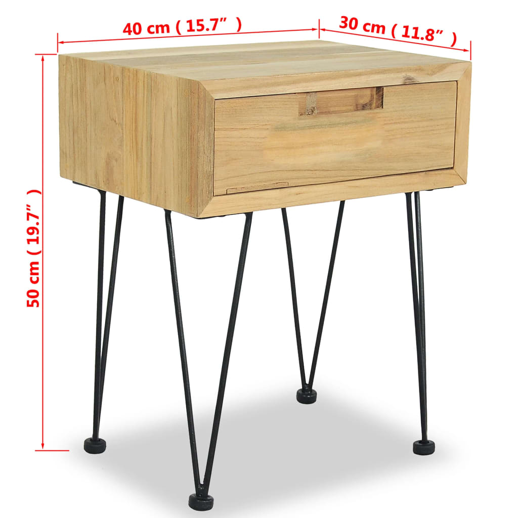 Κομοδίνο 40 x 30 x 50 εκ. από Μασίφ Ξύλο Teak - PAKOBAZAAR