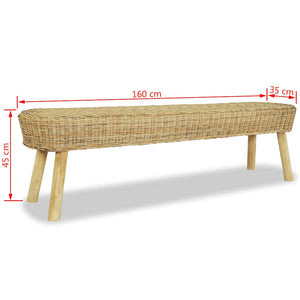 Πάγκος Χολ Χρώμα Φυσικό 160 x 35 x 45 εκ. Ρατάν