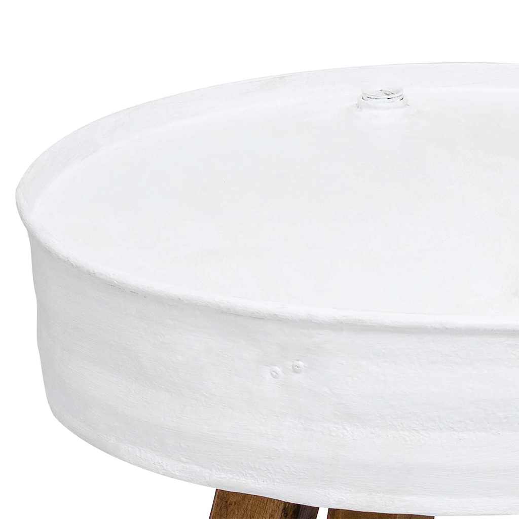 Τραπεζάκι Σαλονιού Λευκό 60 x 45 εκ. Μασίφ Ανακυκλωμένο Ξύλο - PAKOBAZAAR