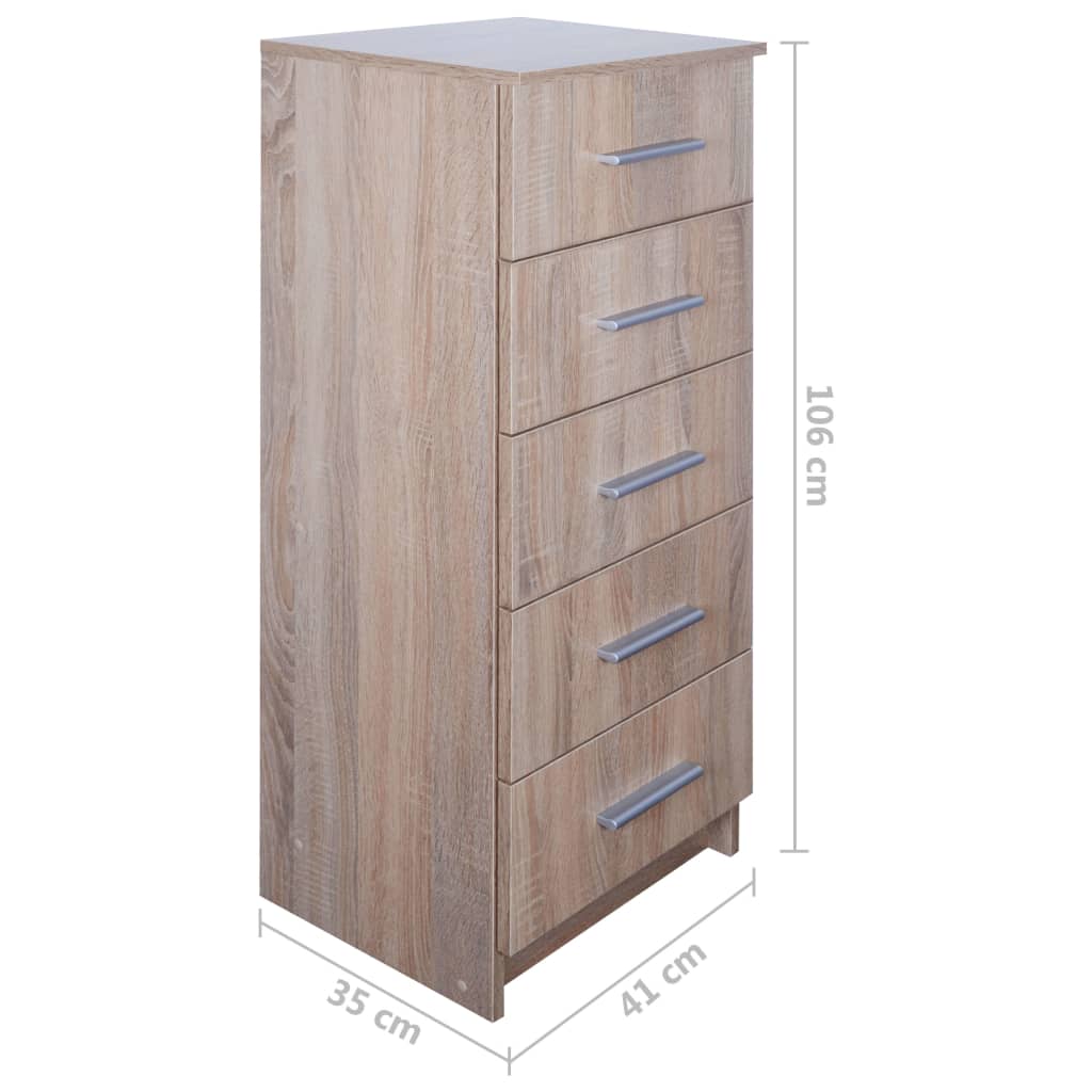 Συρταριέρα Ψηλή Χρώμα Δρυός 41 x 35 x 106 εκ. από Μοριοσανίδα - Pakobazaar
