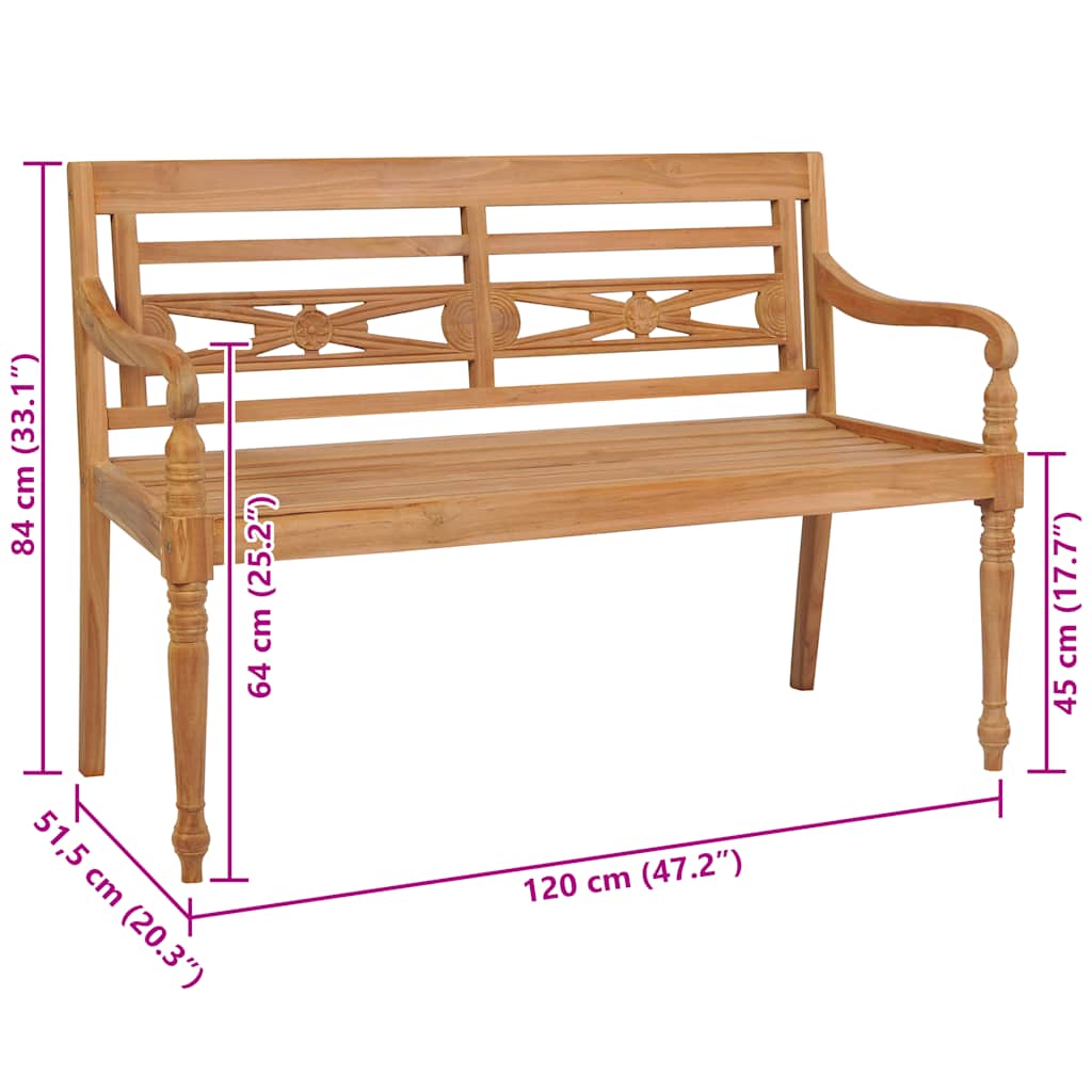 Παγκάκι Batavia 120 εκ. από Ξύλο Teak - Pakobazaar
