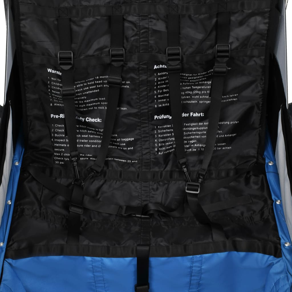 Τρέιλερ Ποδηλάτου Παιδιών & Καροτσάκι 2 σε 1 Μπλε και Γκρι - Pakobazaar