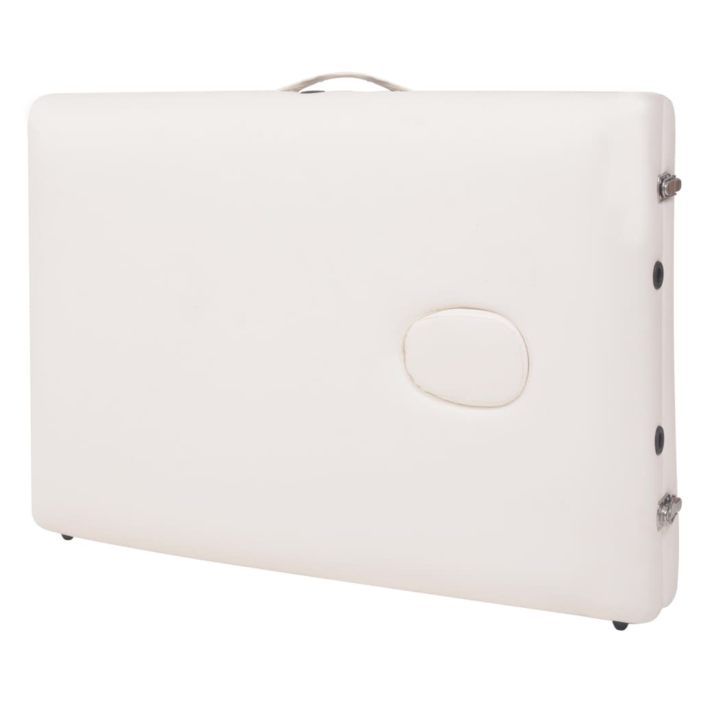 Κρεβάτι Μασάζ 2 Θέσεων Πτυσσόμενο Λευκό Πάχος 10 εκ. και Σκαμπό - Pakobazaar