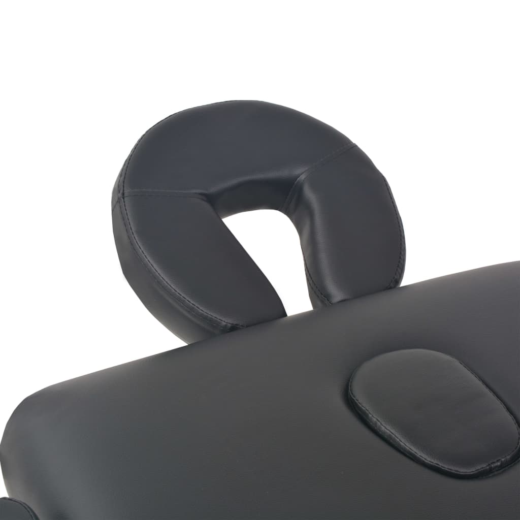 Κρεβάτι Μασάζ 2 Θέσεων Πτυσσόμενο Μαύρο Πάχος 10 εκ. και Σκαμπό - Pakobazaar