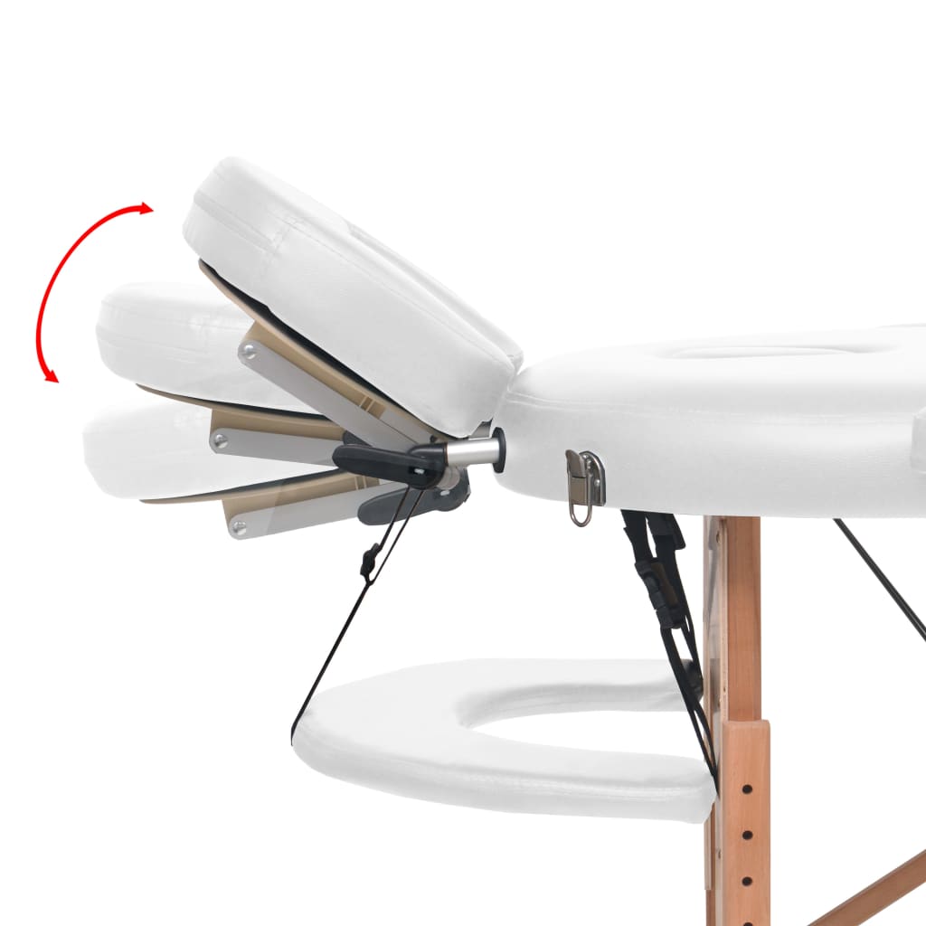 Κρεβάτι Μασάζ Πτυσσόμενο Οβάλ Λευκό Πάχος 4 εκ. & 2 Μαξιλάρια - Pakobazaar