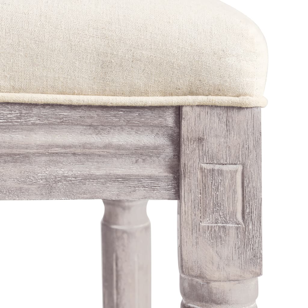 Σκαμπό Μπαρ 2 τεμ. Λευκά από Λινό Ύφασμα - PAKOBAZAAR