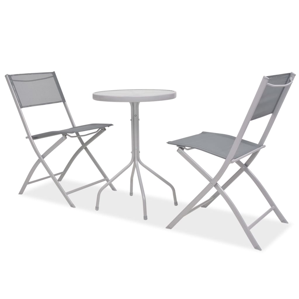 Σετ Επίπλων Bistro 3 Τεμαχίων Γκρι από Ατσάλι / Textilene