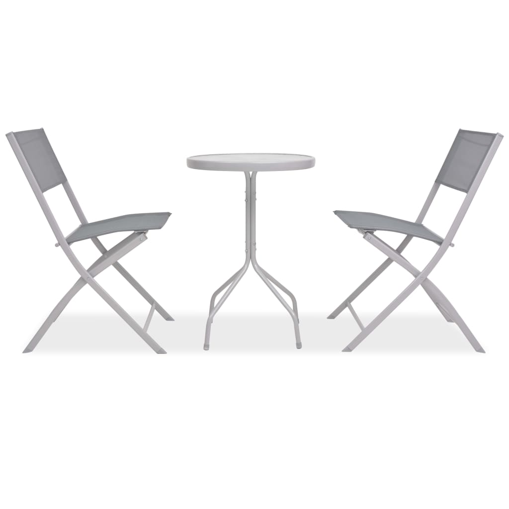 Σετ Επίπλων Bistro 3 Τεμαχίων Γκρι από Ατσάλι / Textilene