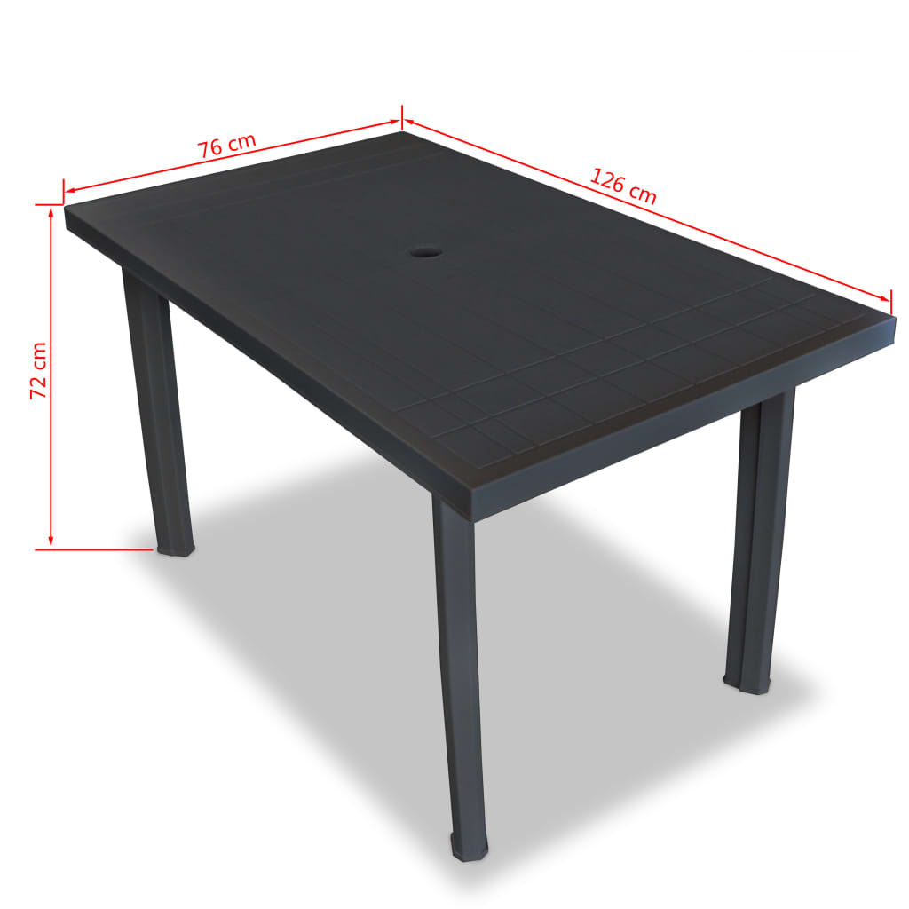 Σετ Τραπεζαρίας Εξωτερικού Χώρου 7 Τεμαχίων Ανθρακί Πλαστικό