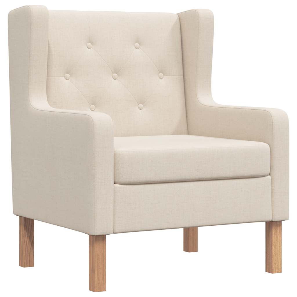 Πολυθρόνα Λευκό Κρεμ Υφασμάτινη - PAKOBAZAAR