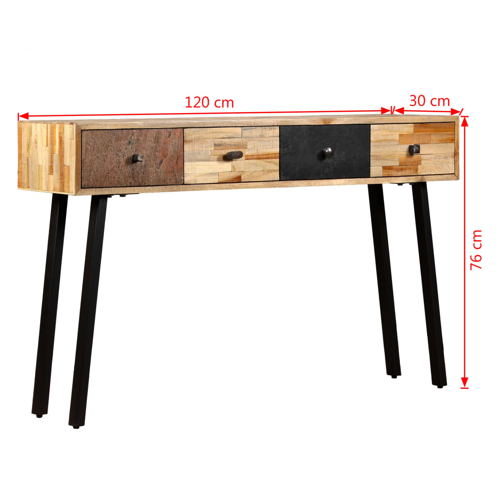 Τραπέζι Κονσόλα 120 x 30 x 76 εκ. Μασίφ Ανακυκλωμένο Ξύλο Teak - PAKOBAZAAR