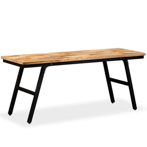 Πάγκος 110 x 35 x 45 εκ. από Ανακυκλωμένο Ξύλο Teak και Ατσάλι