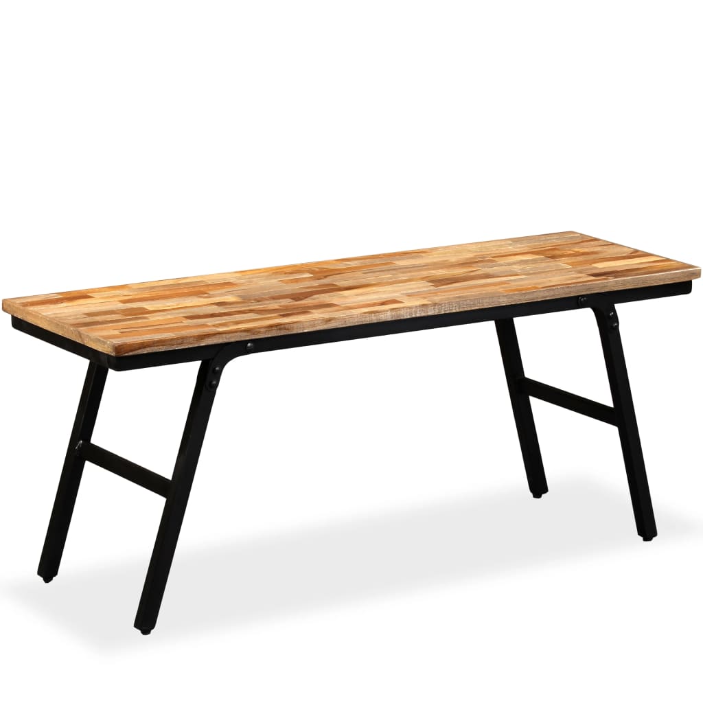 Πάγκος 110 x 35 x 45 εκ. από Ανακυκλωμένο Ξύλο Teak και Ατσάλι