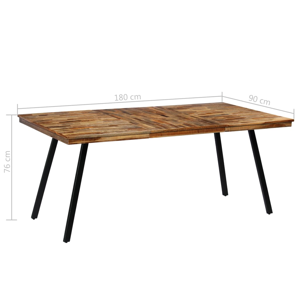 Τραπεζαρία 180x90x76 εκ. από Ανακυκλωμένο Ξύλο Teak και Ατσάλι - PAKOBAZAAR