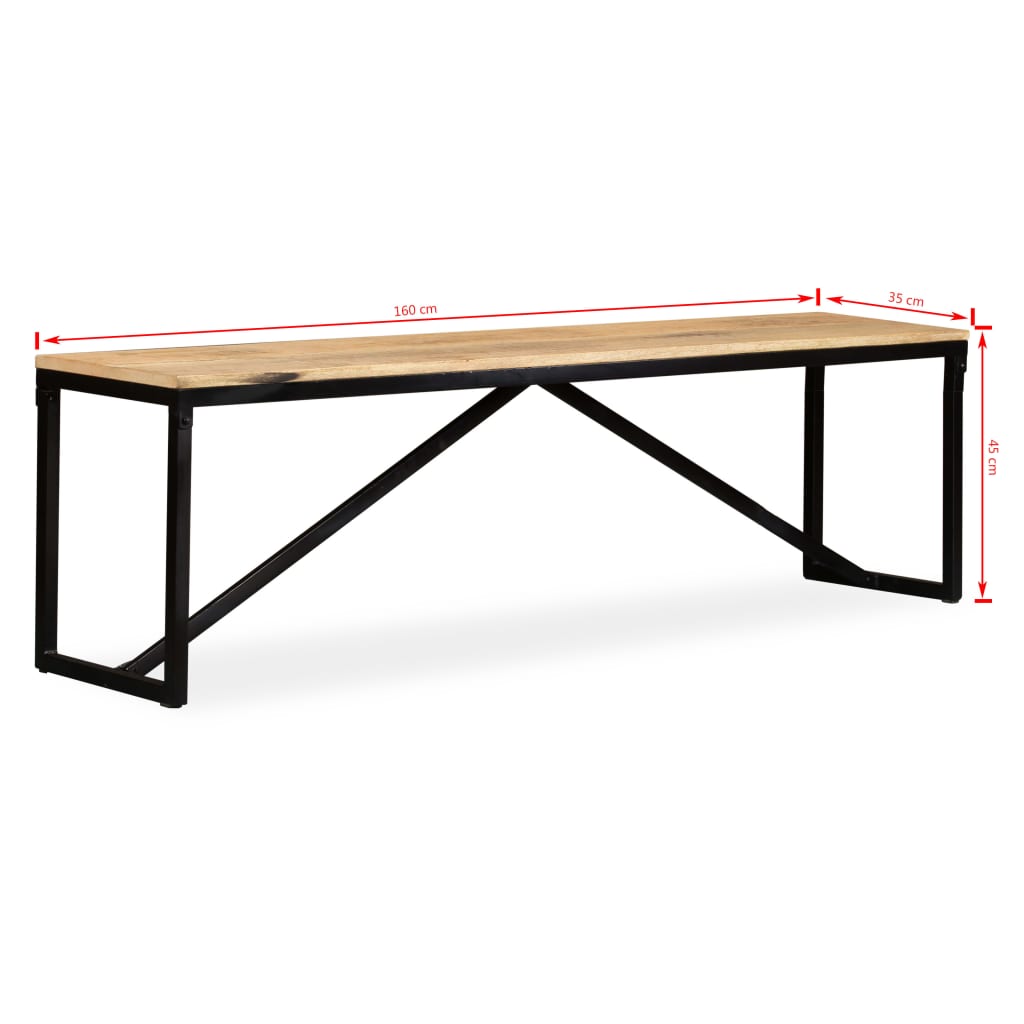 Πάγκος 160 x 35 x 45 εκ. από Μασίφ Ξύλο Μάνγκο - PAKOBAZAAR