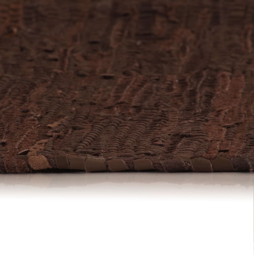 Χαλί Chindi Χειροποίητο Καφέ 120 x 170 εκ. Δερμάτινο - Pakobazaar