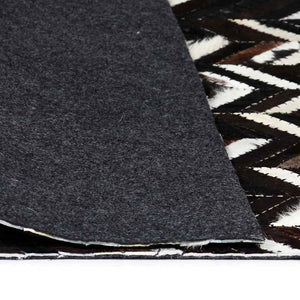 Χαλί Patchwork Ζιγκ Ζαγκ Μαύρο/Λευκό 190 x 290 εκ. Γνήσιο Δέρμα