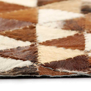 Χαλί Patchwork Σχέδιο Τρίγωνα Καφέ/Λευκό 80x150 εκ. Δερμάτινο