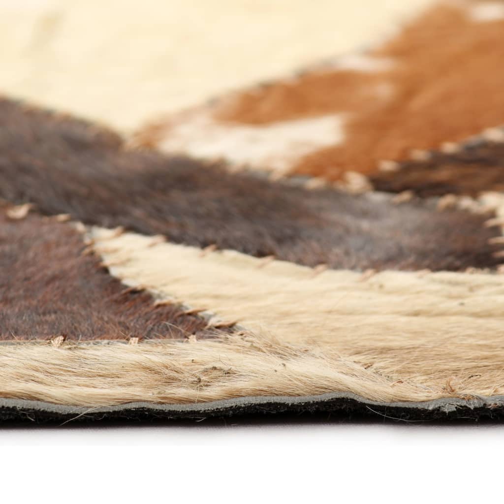 Χαλί Patchwork Τυχαίο Σχέδιο Καφέ/Λευκό 80 x 150 εκ. Δερμάτινο