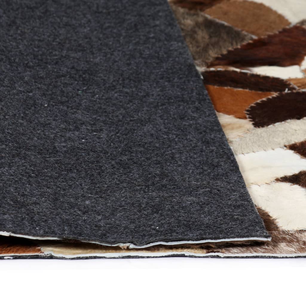 Χαλί Patchwork Τυχαίο Σχέδιο Καφέ/Λευκό 160 x 230 εκ. Δερμάτινο