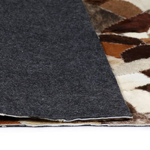 Χαλί Patchwork Τυχαίο Σχέδιο Καφέ/Λευκό 160 x 230 εκ. Δερμάτινο